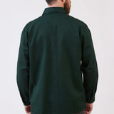 חולצת עבודה כותנה שרוול ארוך - ירוק בקבוק WORKER