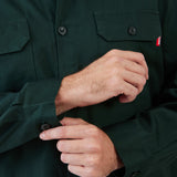 חולצת עבודה כותנה שרוול ארוך - ירוק בקבוק WORKER