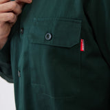 חולצת עבודה כותנה שרוול ארוך - ירוק בקבוק WORKER