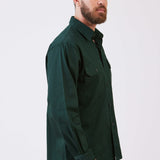 חולצת עבודה כותנה שרוול ארוך - ירוק בקבוק WORKER