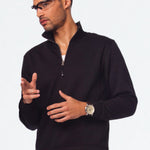 סווטשירט עם צווארון ורוכסן - שחור WORKER