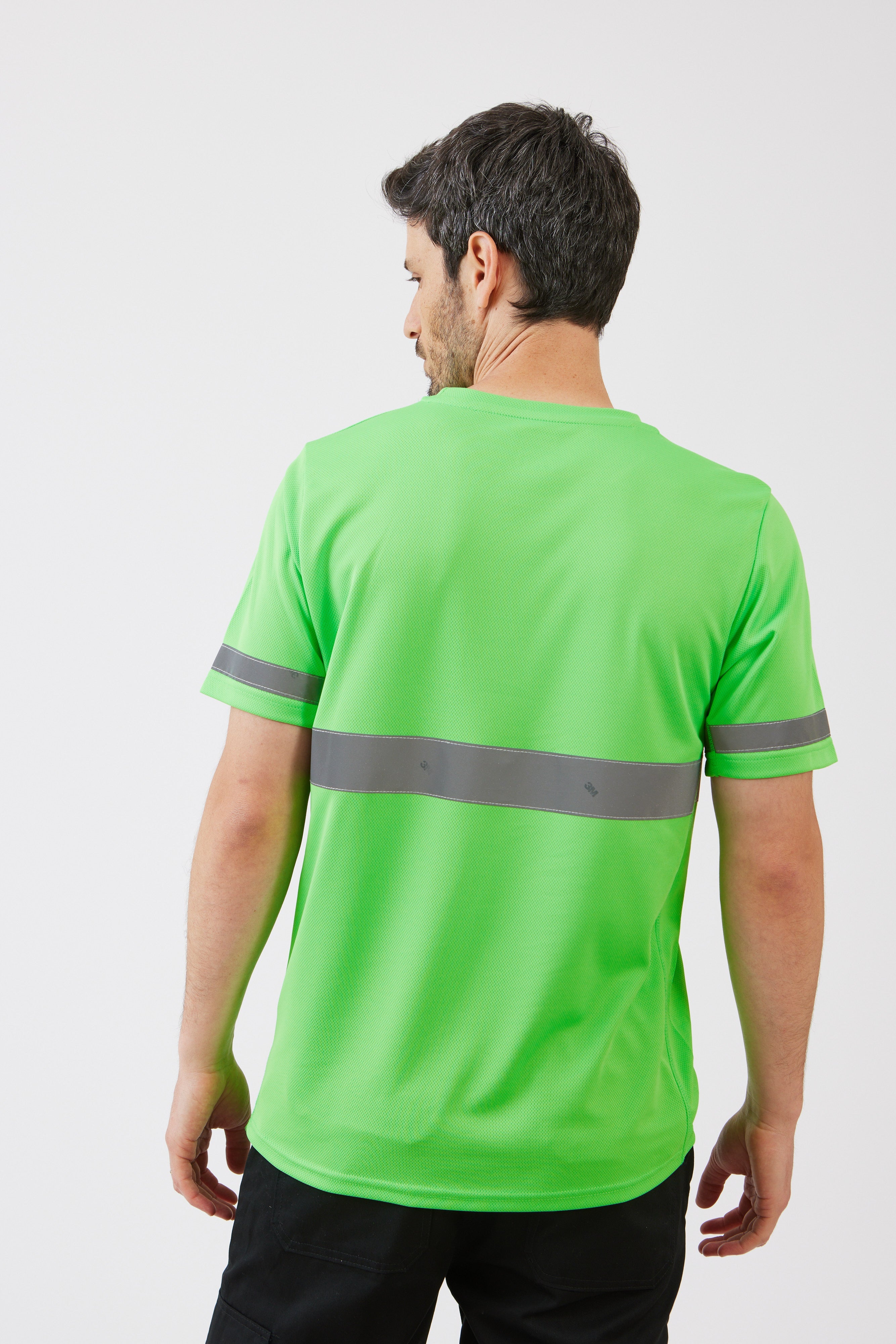 חולצת דרייפיט עם פסים זוהרים - ירוק WORKER