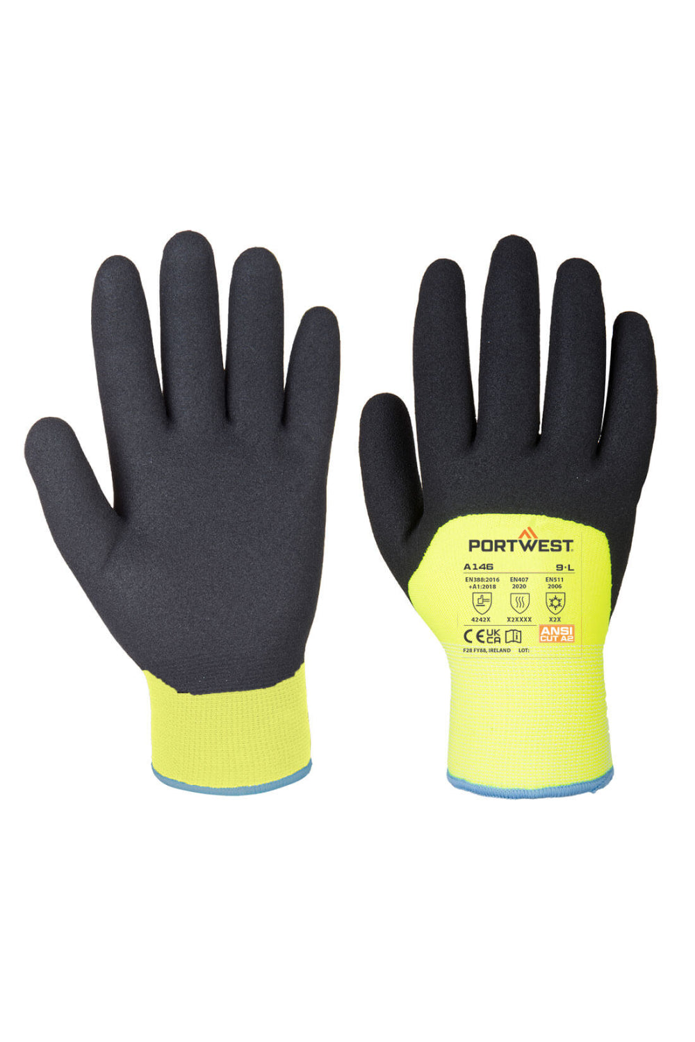 כפפות קור Ninja Ice - שחור/צהוב PORTWEST