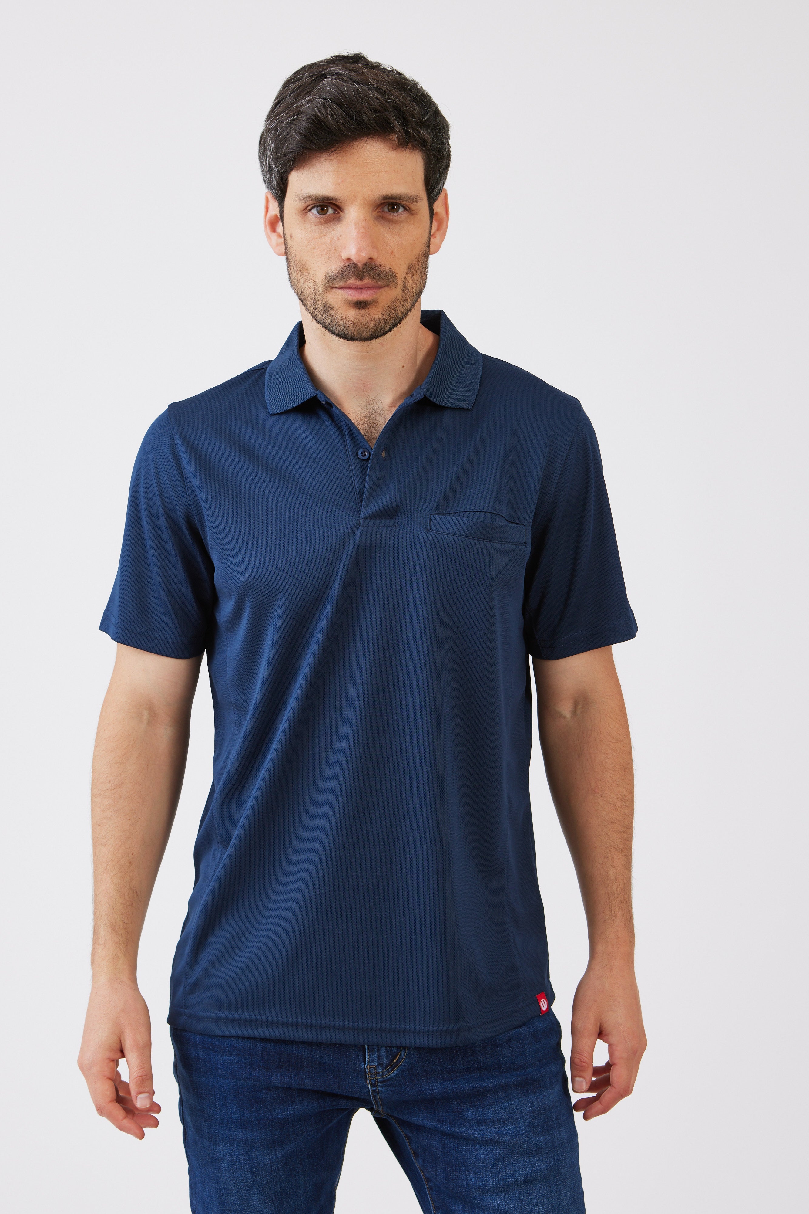 חולצת פולו דרייפיט עם כיס - כחול כהה WORKER