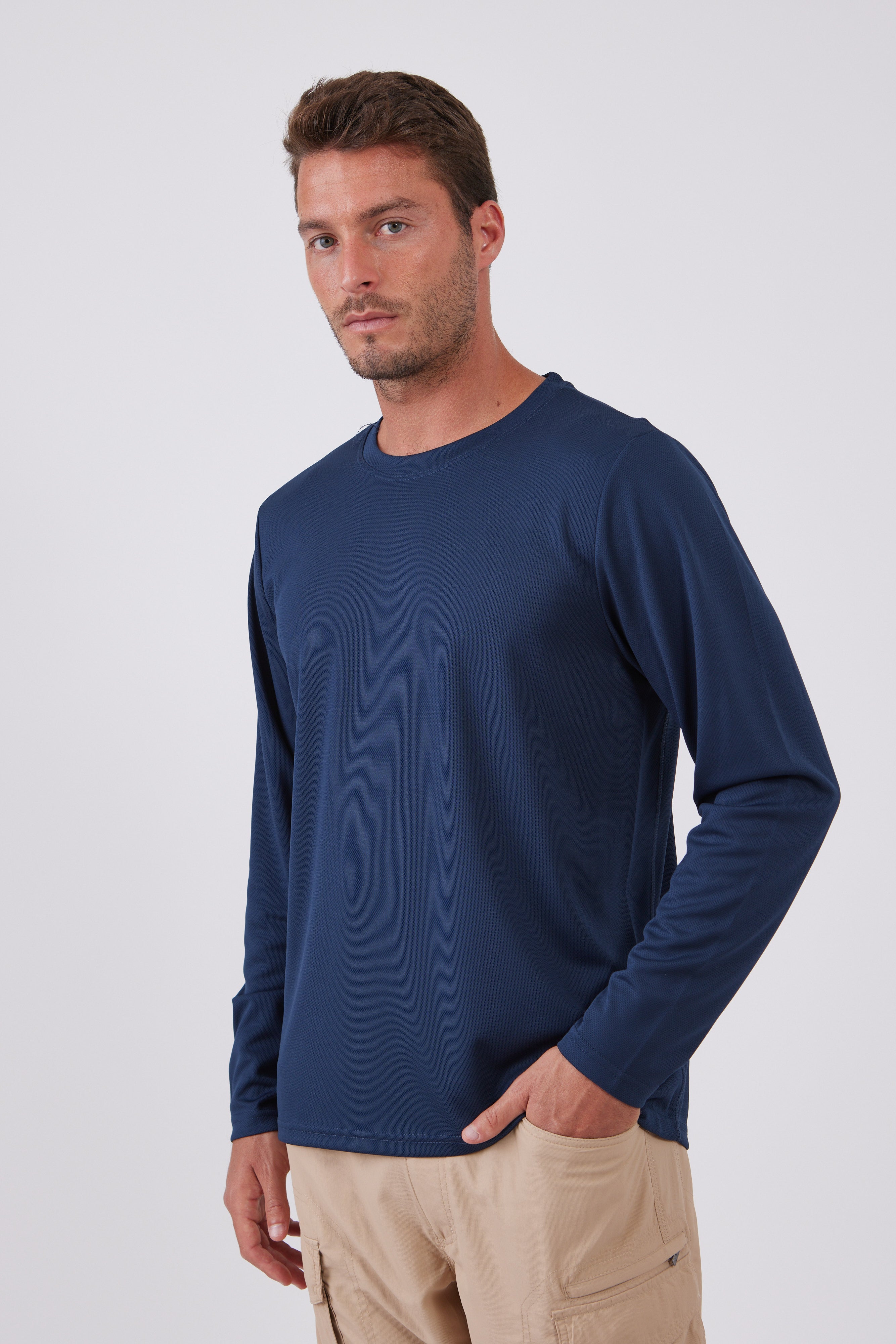 טישירט דרייפיט שרוול ארוך - כחול כהה WORKER