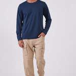 טישירט דרייפיט שרוול ארוך - כחול כהה WORKER