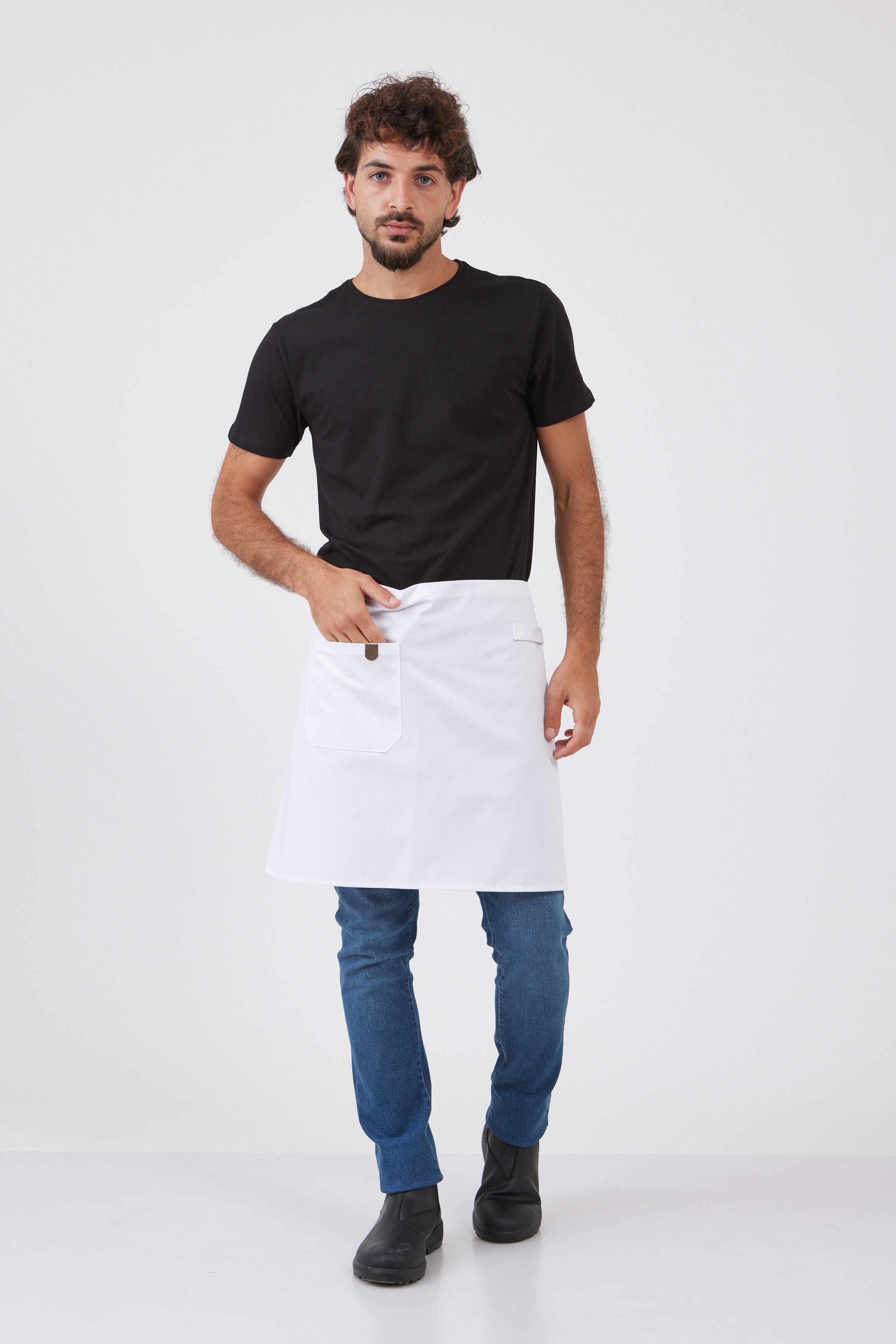 סינר חצי - לבן WORKER