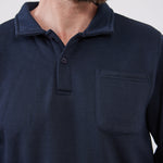 סווטשירט עם צווארון וכיס מידות גדולות - כחול כהה WORKER