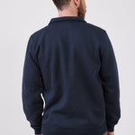 סווטשירט עם צווארון וכיס מידות גדולות - כחול כהה WORKER