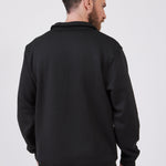 סווטשירט עם צווארון וכיס מידות גדולות - שחור WORKER