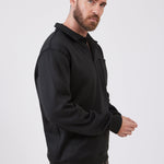 סווטשירט עם צווארון וכיס מידות גדולות - שחור WORKER