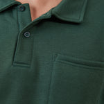 סווטשירט עם צווארון וכיס מידות גדולות - ירוק בקבוק WORKER