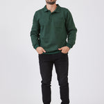 סווטשירט עם צווארון וכיס - ירוק בקבוק WORKER