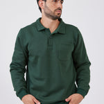 סווטשירט עם צווארון וכיס מידות גדולות - ירוק בקבוק WORKER