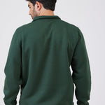 סווטשירט עם צווארון וכיס מידות גדולות - ירוק בקבוק WORKER