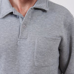 סווטשירט עם צווארון וכיס - מלאנז' WORKER