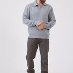 סווטשירט עם צווארון וכיס - מלאנז' WORKER