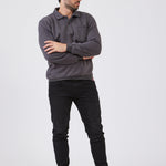 סווטשירט עם צווארון וכיס - אפור WORKER