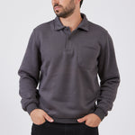 סווטשירט עם צווארון וכיס - אפור WORKER