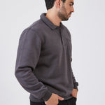 סווטשירט עם צווארון וכיס - אפור WORKER