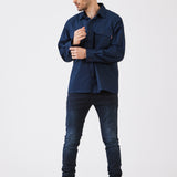 חולצת עבודה כותנה שרוול ארוך - כחול כהה WORKER