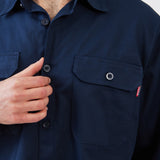 חולצת עבודה כותנה שרוול ארוך - כחול כהה WORKER