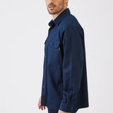 חולצת עבודה כותנה שרוול ארוך - כחול כהה WORKER