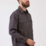 חולצת עבודה כותנה שרוול ארוך - אפור עכבר WORKER