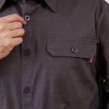 חולצת עבודה כותנה שרוול ארוך - אפור עכבר WORKER