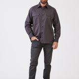 חולצת עבודה כותנה שרוול ארוך - אפור עכבר WORKER