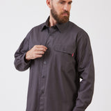 חולצת עבודה כותנה שרוול ארוך - אפור עכבר WORKER