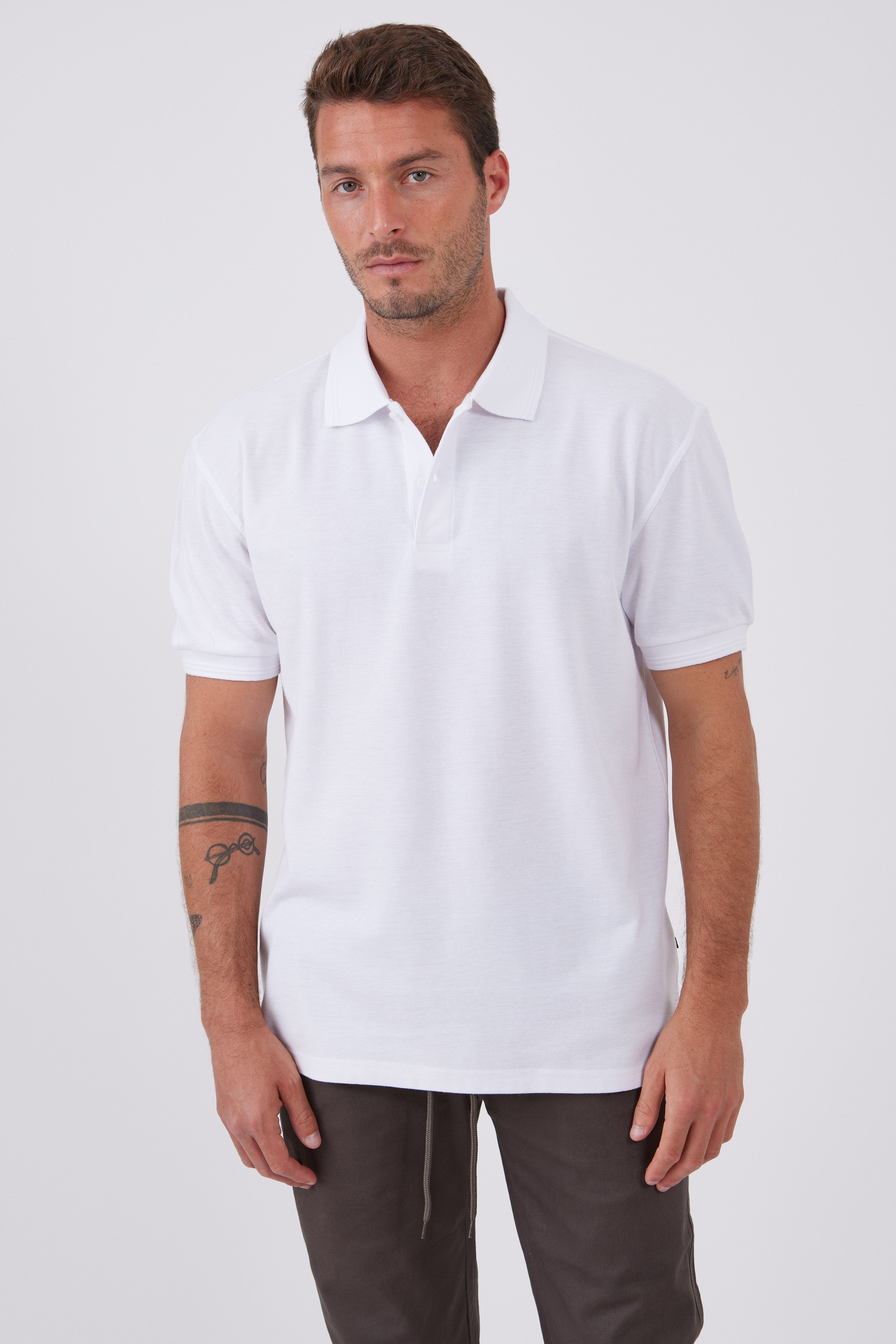 חולצת פולו - לבן WORKER