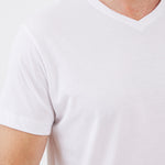 טישירט צווארון V - לבן WORKER