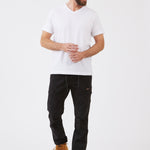 טישירט צווארון V - לבן WORKER