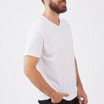 טישירט צווארון V - לבן WORKER