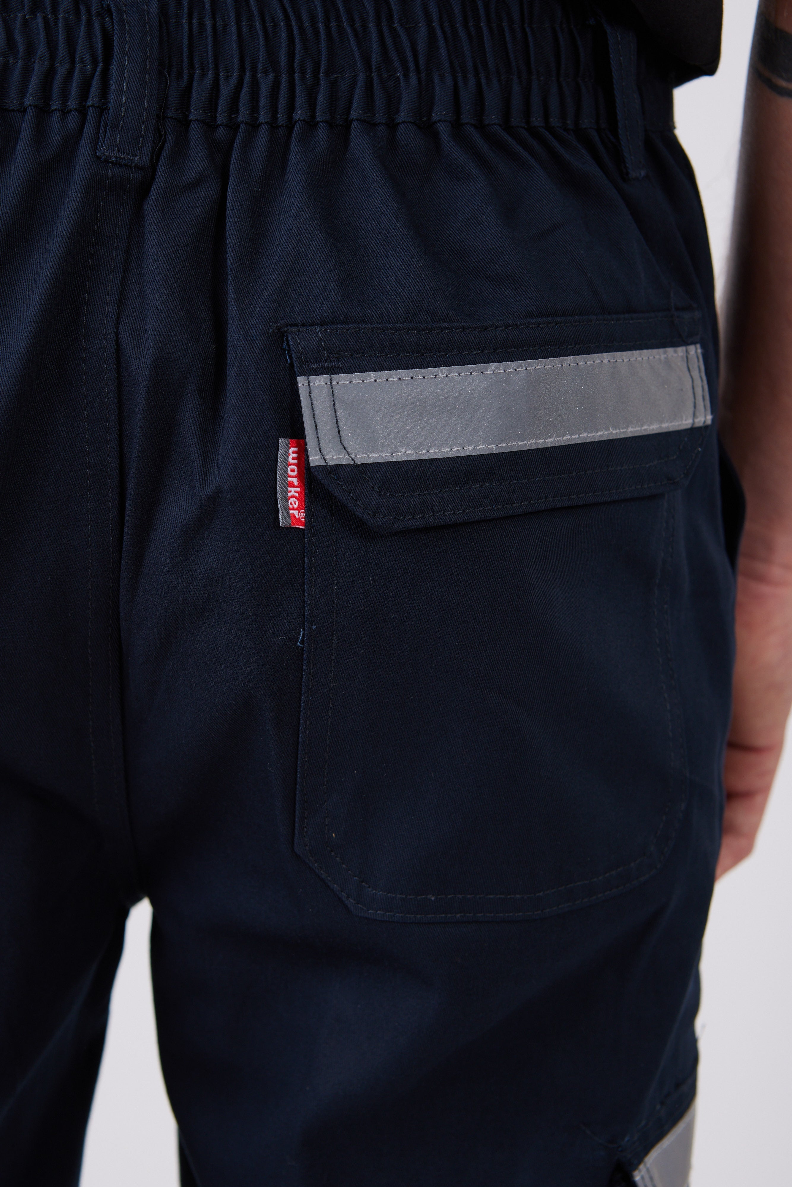 מכנסי עבודה עם פסים זוהרים - כחול כהה WORKER