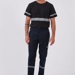 מכנסי עבודה עם פסים זוהרים - כחול כהה WORKER