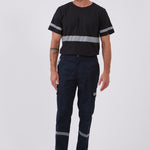 מכנסי עבודה עם פסים זוהרים - כחול כהה WORKER