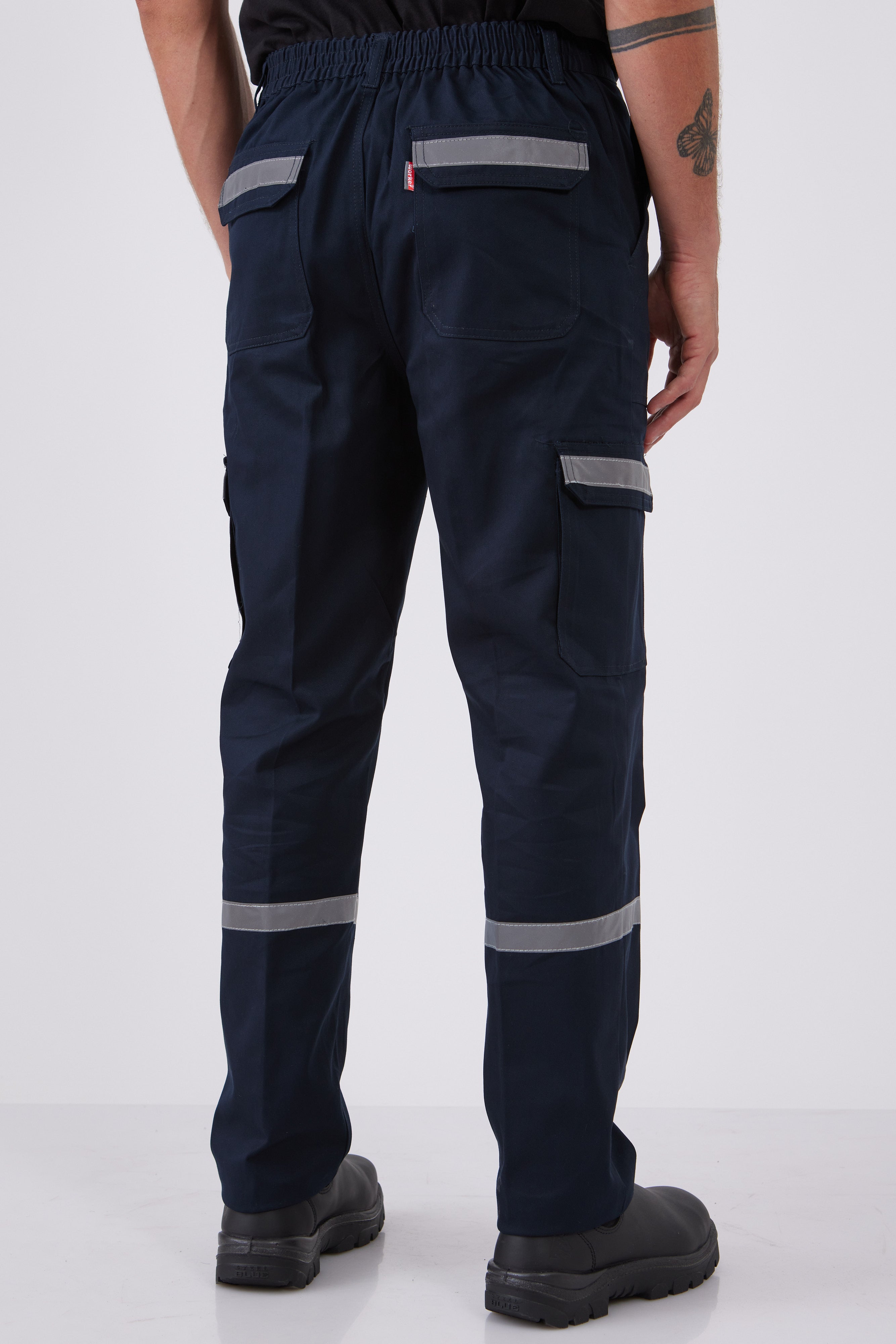 מכנסי עבודה עם פסים זוהרים - כחול כהה WORKER