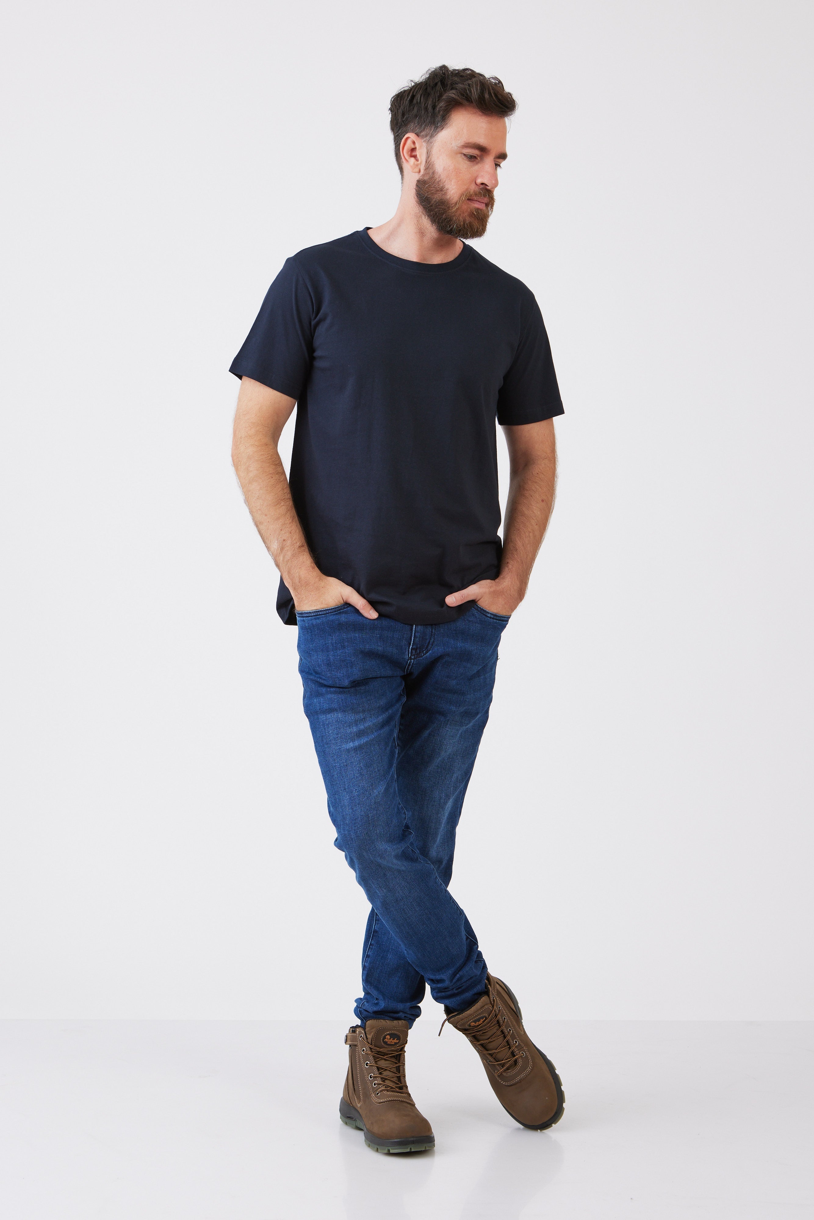 טישירט מידות גדולות - כחול כהה WORKER