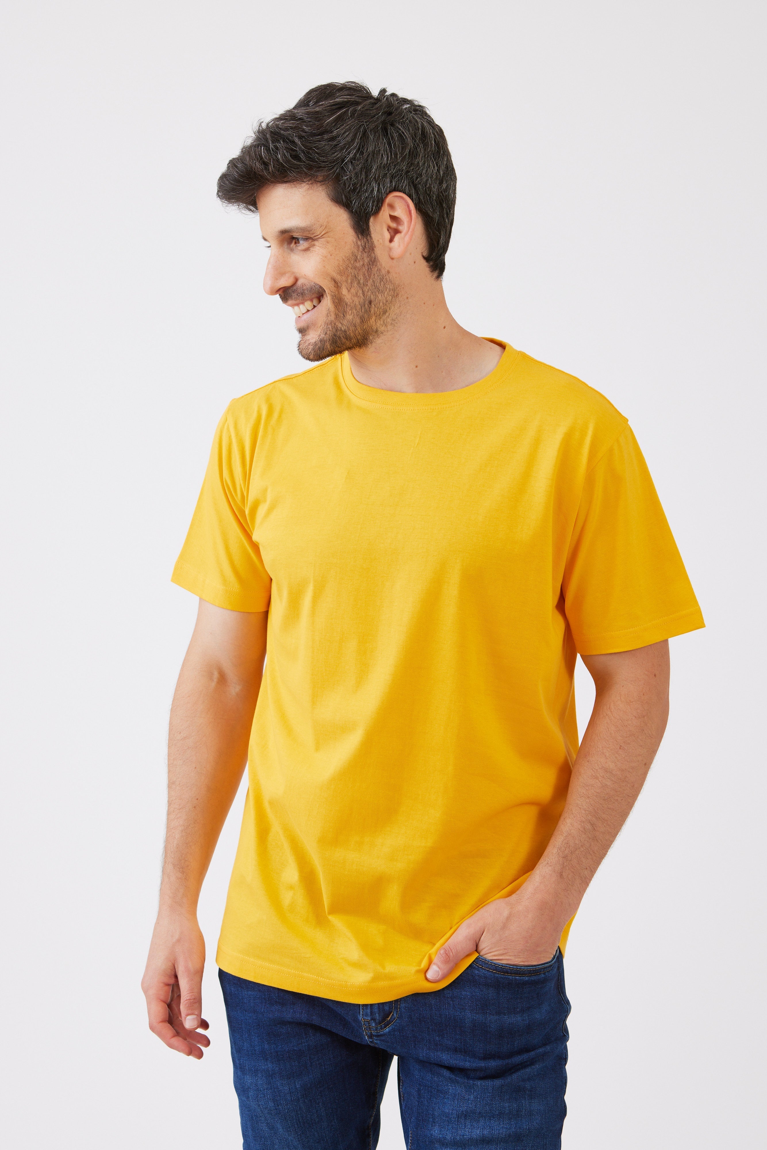 טישירט מידות גדולות - צהוב WORKER