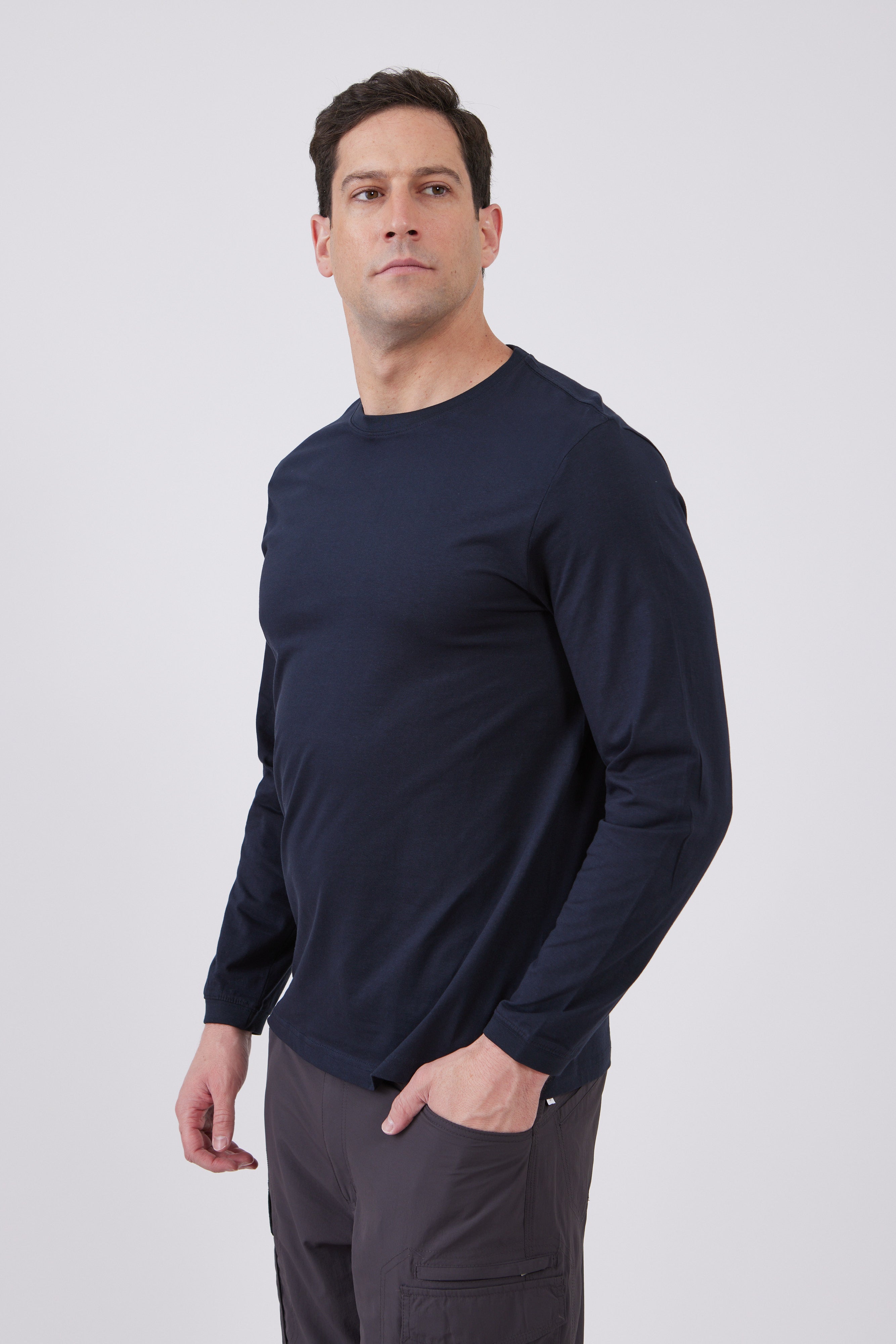 טישירט שרוול ארוך מידות גדולות - כחול כהה WORKER