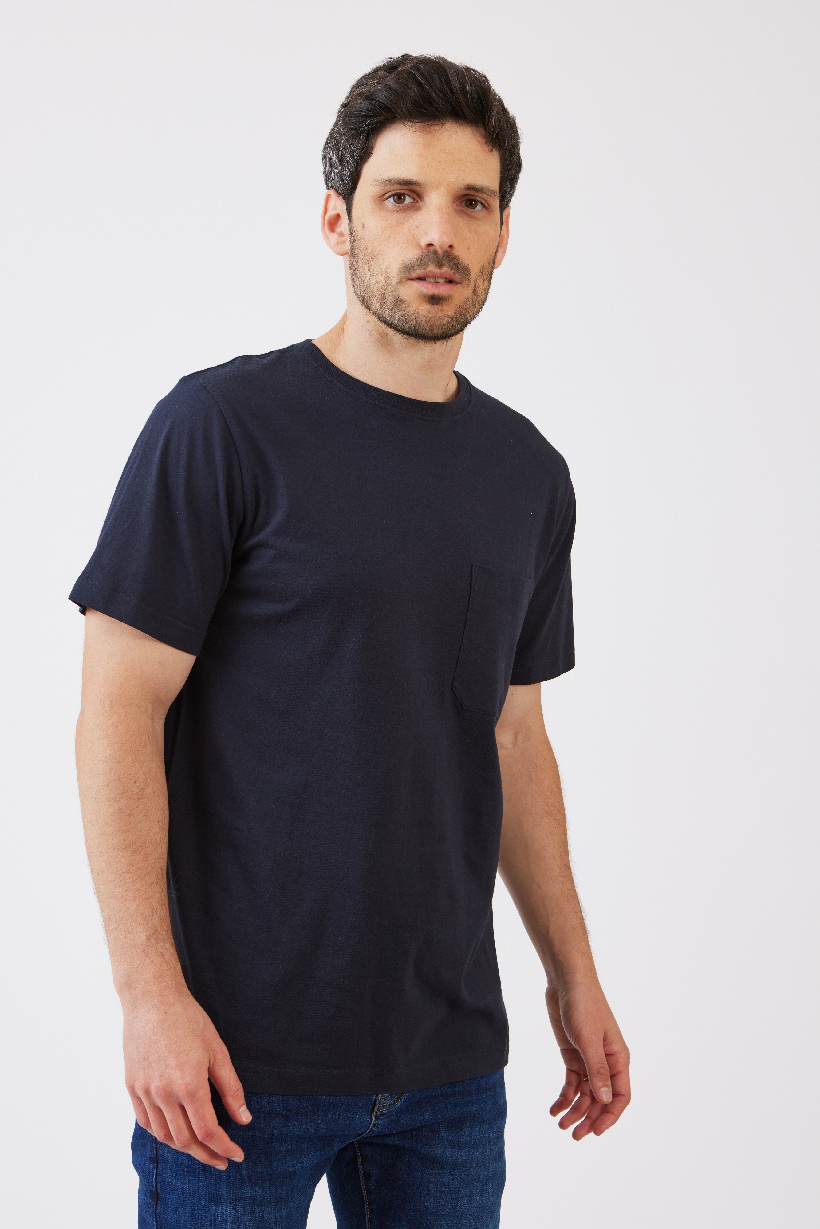 טישירט עם כיס - כחול כהה M WORKER