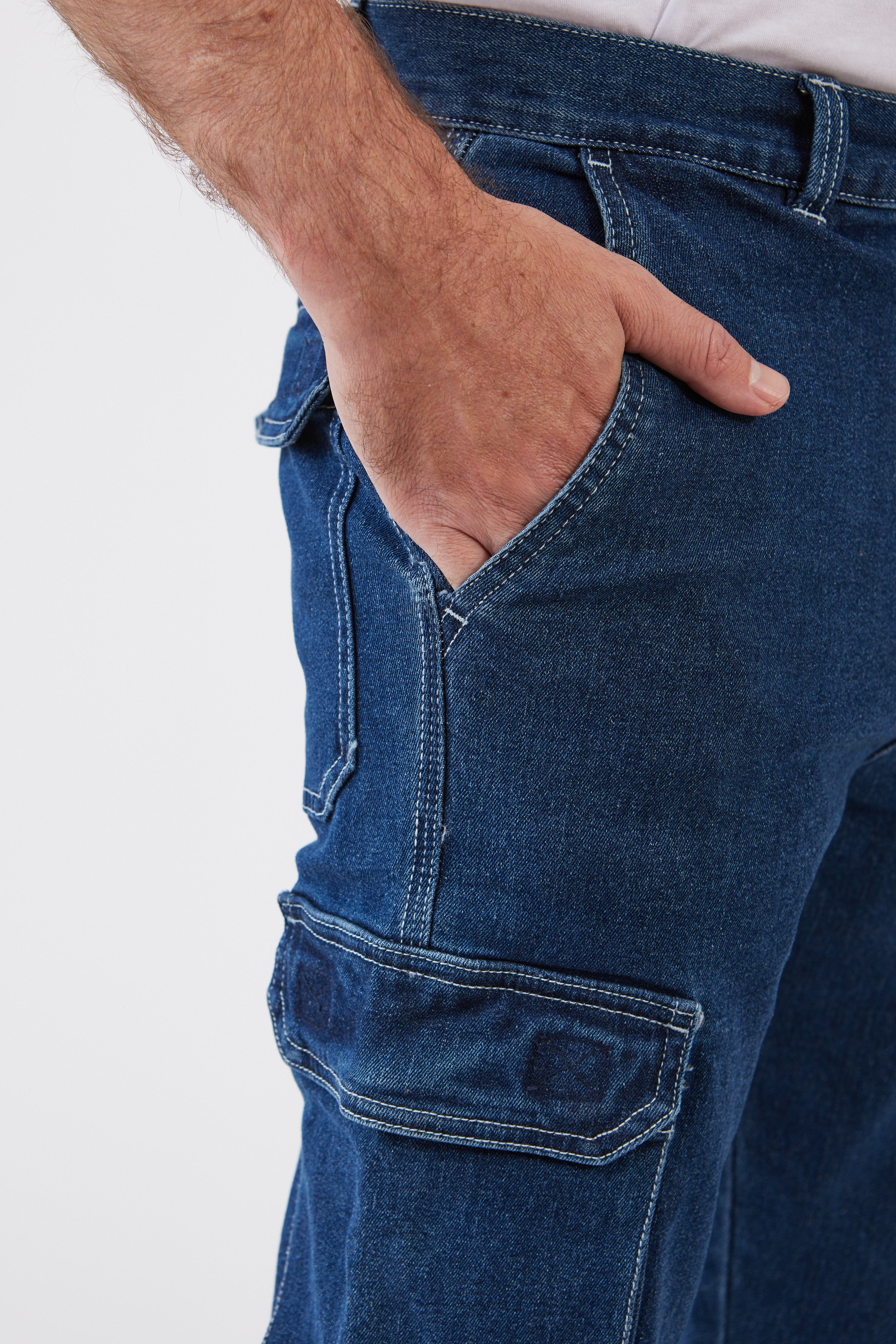 מכנסי ג'ינס עם לייקרה - כחול כהה WORKER