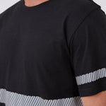 טישירט עם פסים זוהרים - שחור WORKER