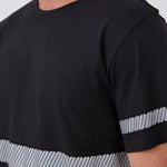 טישירט עם פסים זוהרים - שחור WORKER