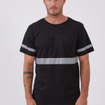 טישירט עם פסים זוהרים - שחור WORKER