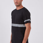 טישירט עם פסים זוהרים - שחור WORKER