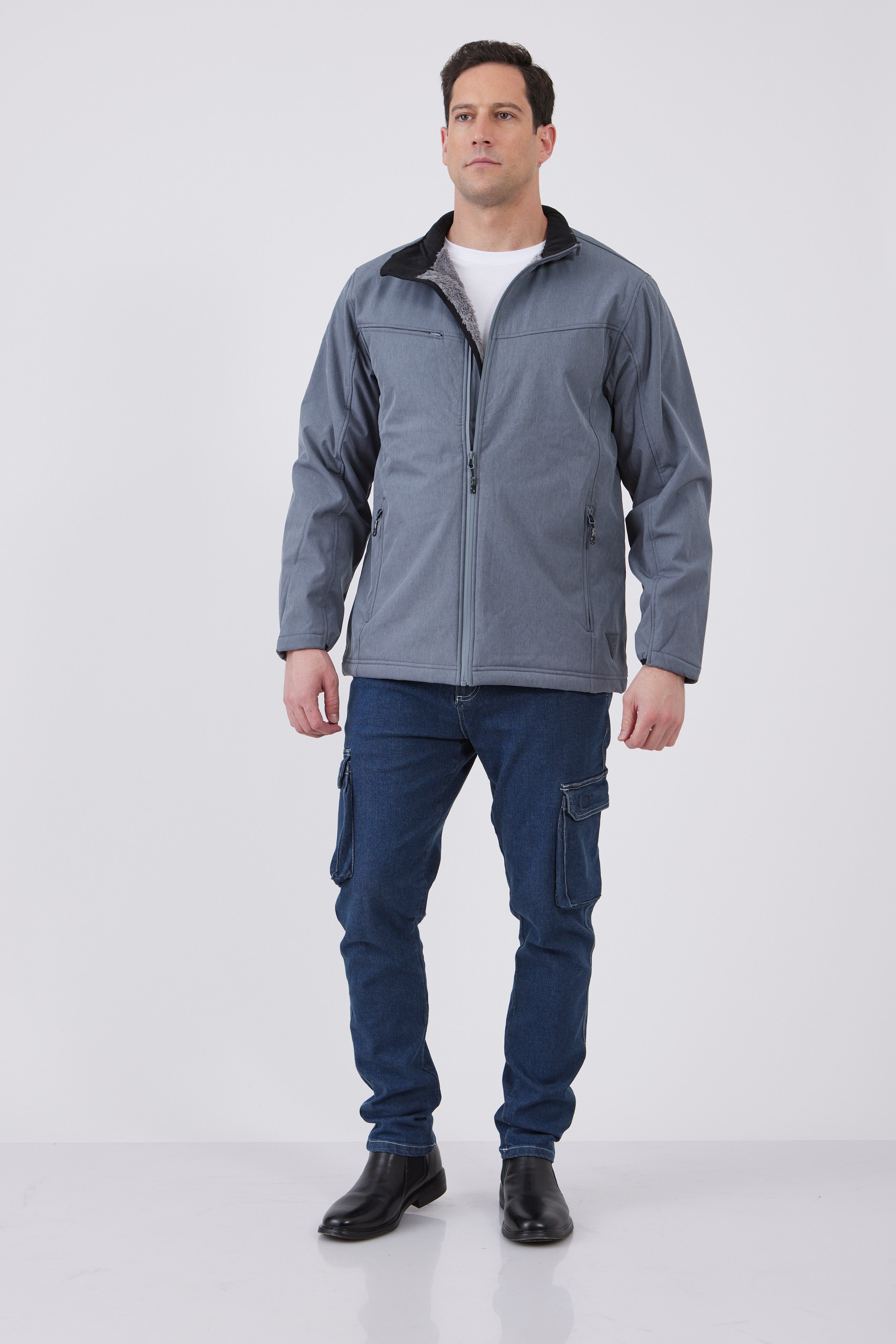 מעיל סופטשל היברידי - אפור WECAMP