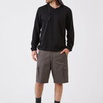 טישירט צווארון V שרוול ארוך - שחור WORKER